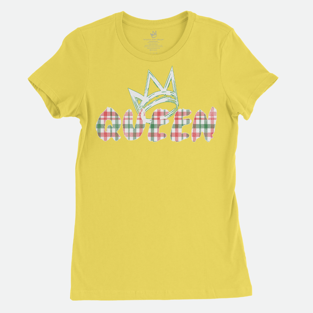 Queen White Madras Short Sleeve T-Shirt