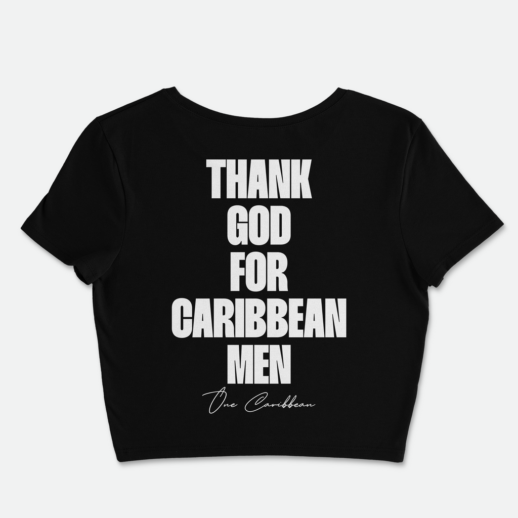 Thankful Crop Tee – Black | Thank God for Caribbean Men By OCA