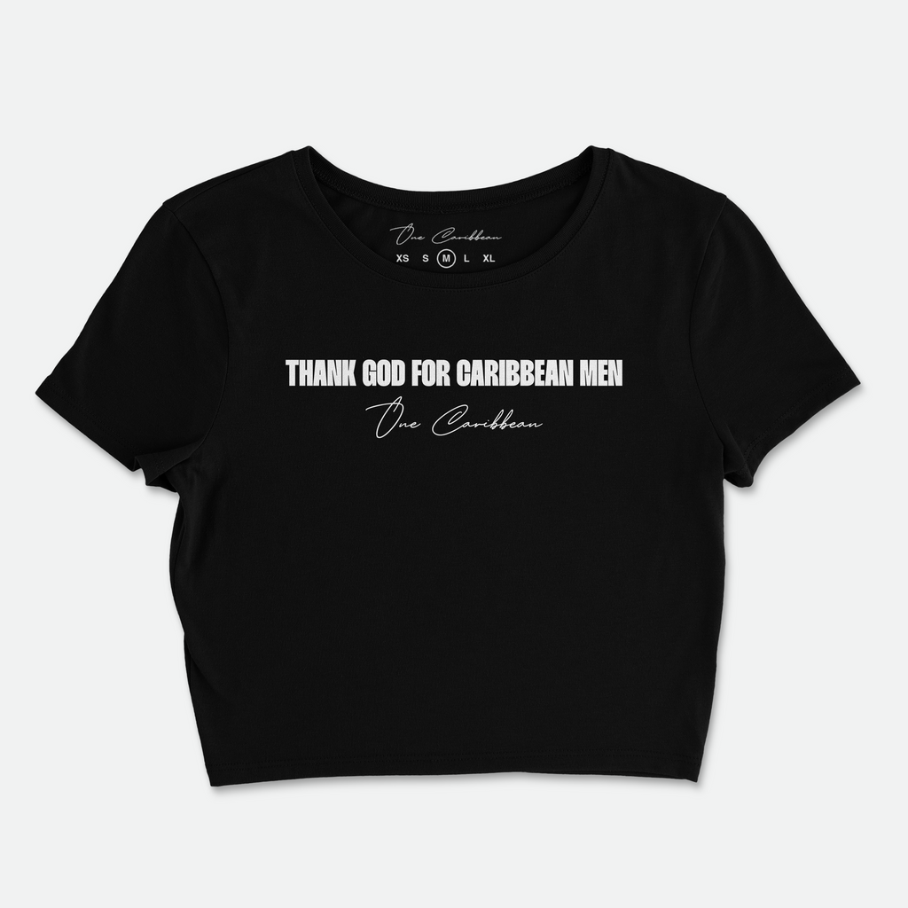 Thankful Crop Tee – Black | Thank God for Caribbean Men By OCA