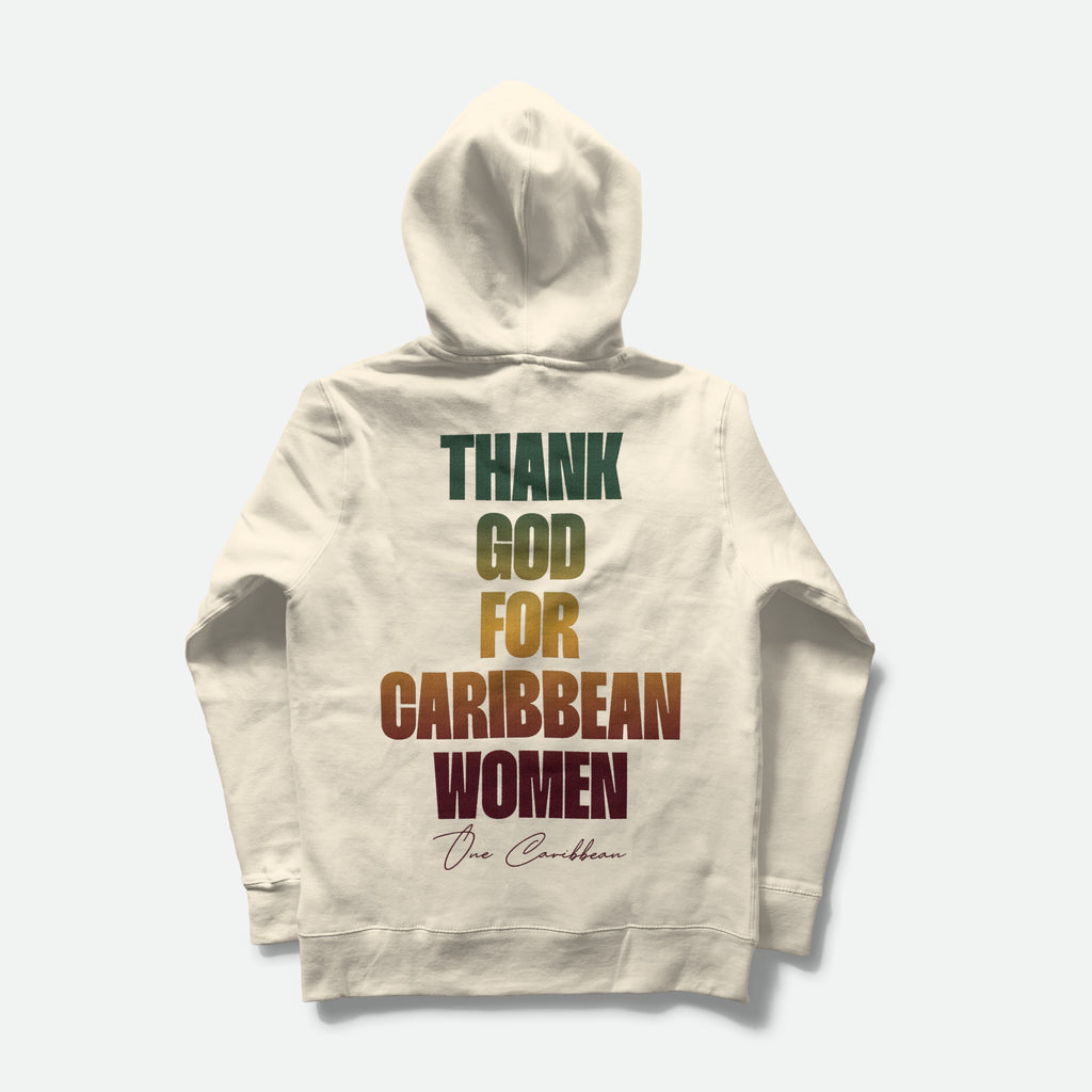 Thank God for Caribbean Women — Hoodie — One Love Gradient (Ivory)