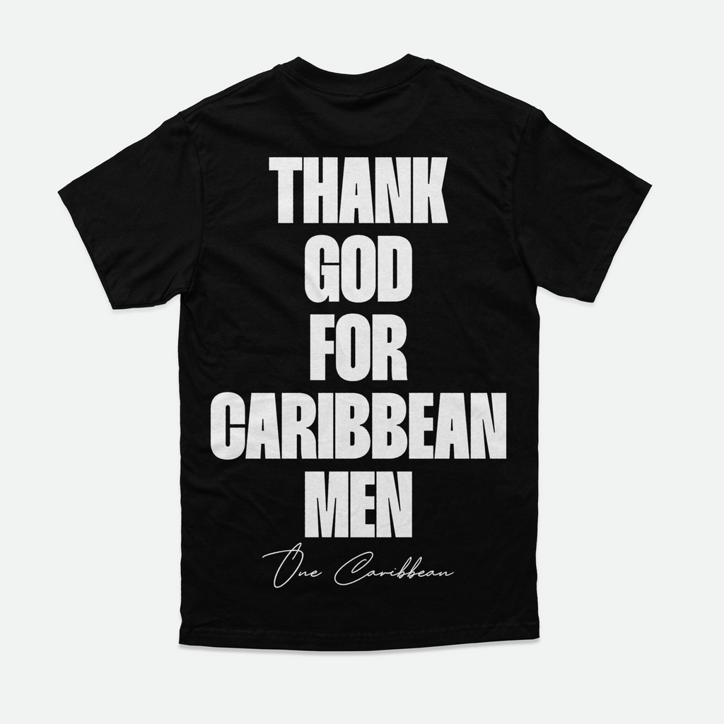 Thankful Tee: Black Classic – Thank God for Caribbean Men By One Caribbean Apparel