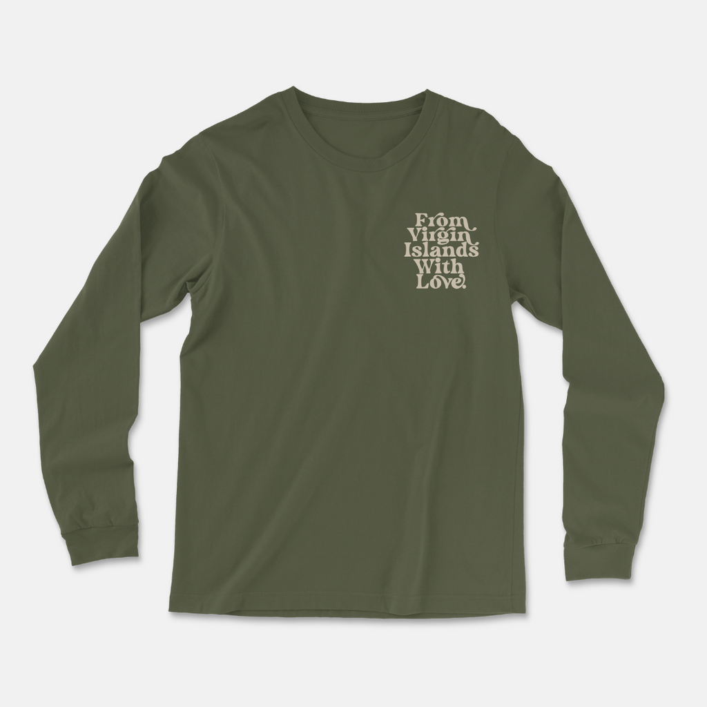 From Virgin Islands With Love Long Sleeve T-Shirt (Beige Print)