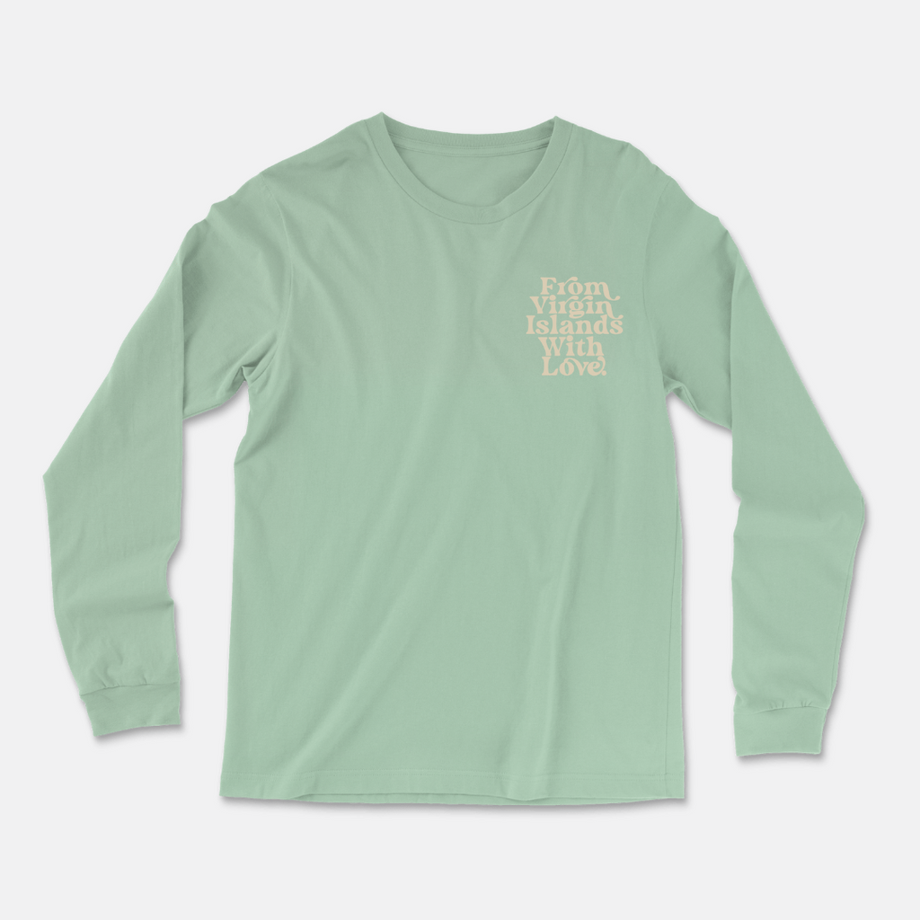 From Virgin Islands With Love Long Sleeve T-Shirt (Beige Print)