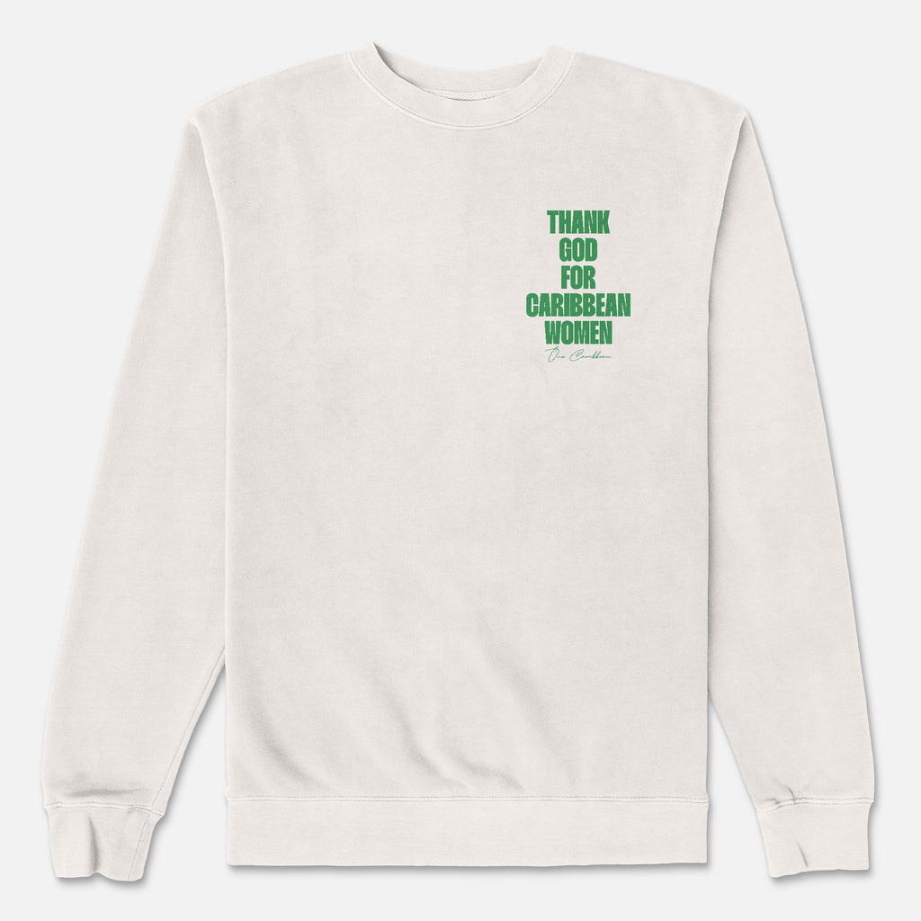 Thankful Sweatshirt: Ivory Classic - Thank God for Caribbean Women By OCA