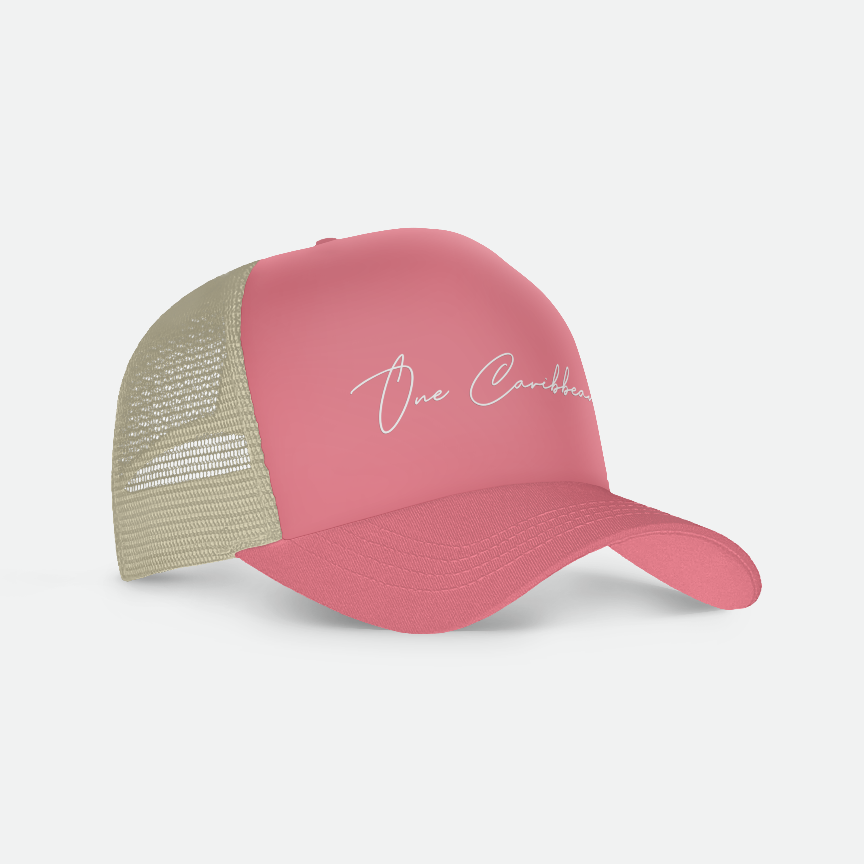 One Caribbean Foam Trucker Hat (Coral/ Tan) SAMPLE