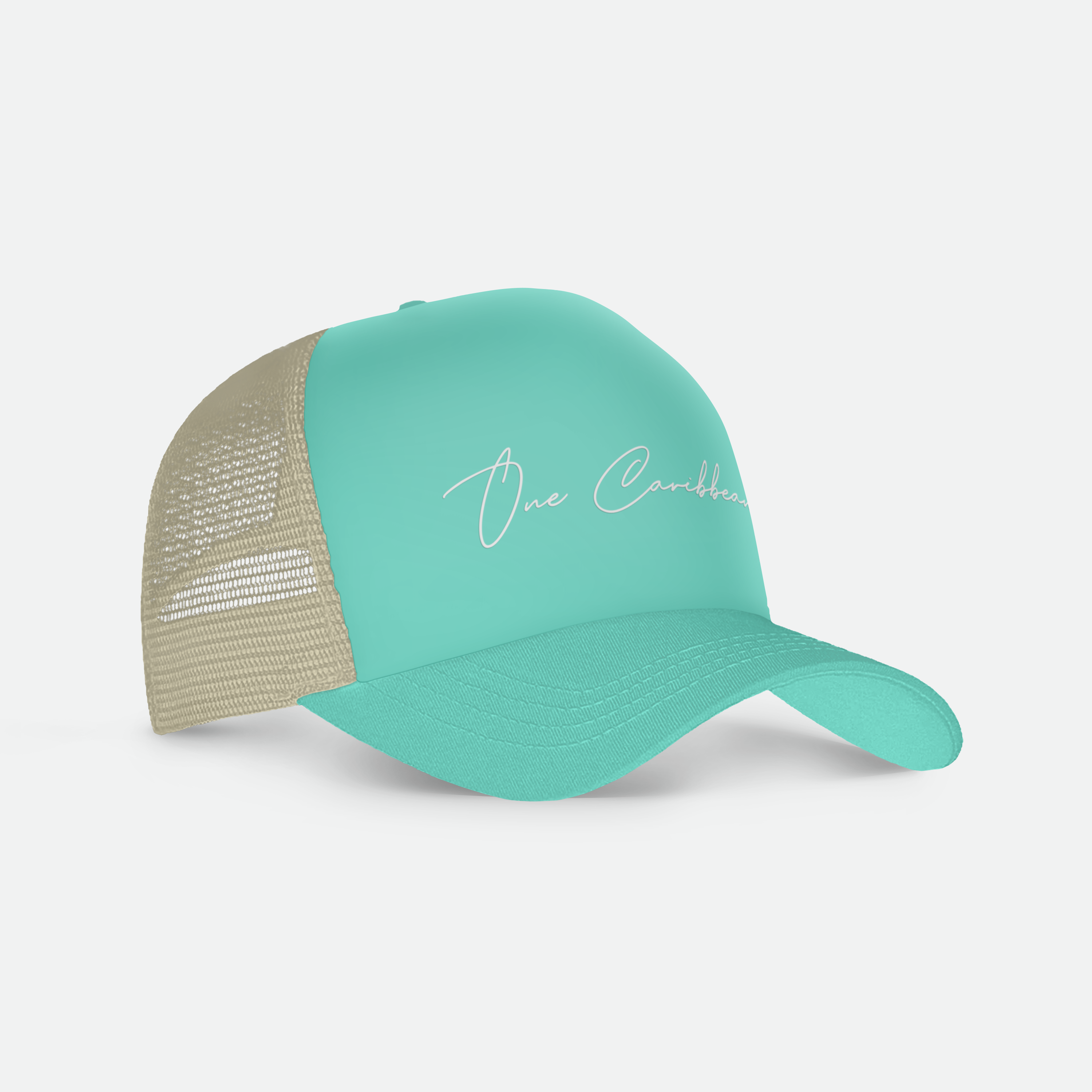 One Caribbean Foam Trucker Hat (Seafoam/ Tan) SAMPLE