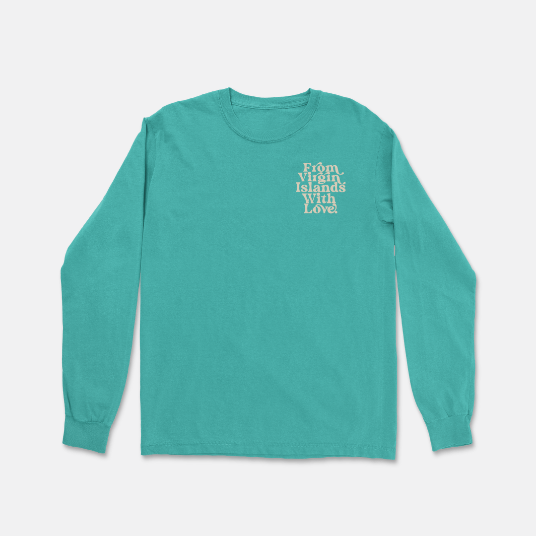 From Virgin Islands With Love Long Sleeve T-Shirt (Beige Print)
