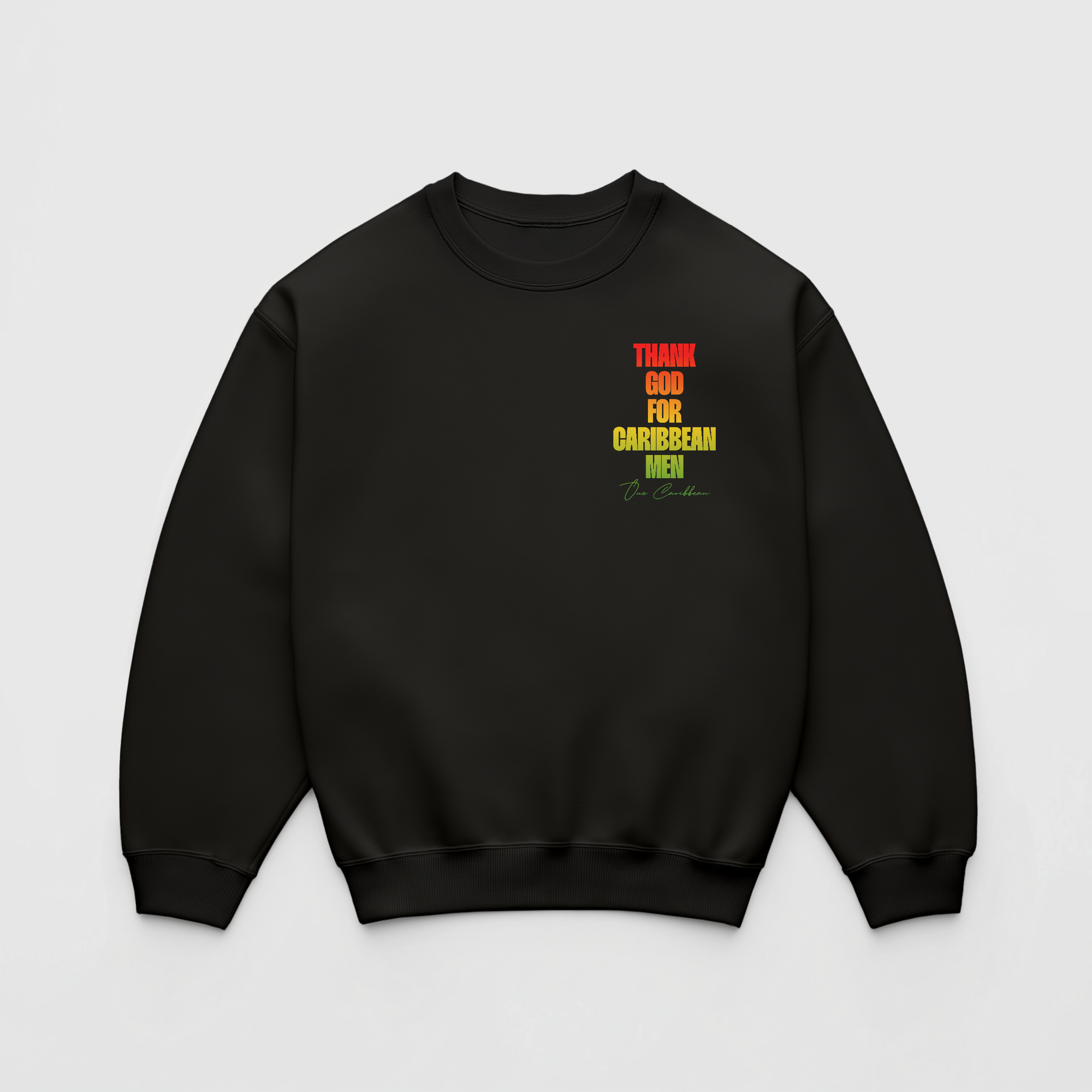 Thankful Sweatshirt: Scotch Bonnet – Thank God for Caribbean Men by OCA (Black & White)