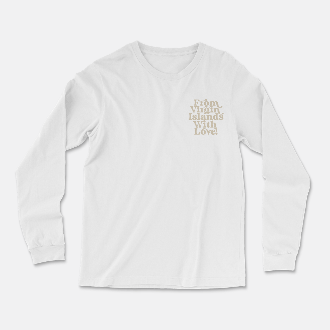 From Virgin Islands With Love Long Sleeve T-Shirt (Beige Print)
