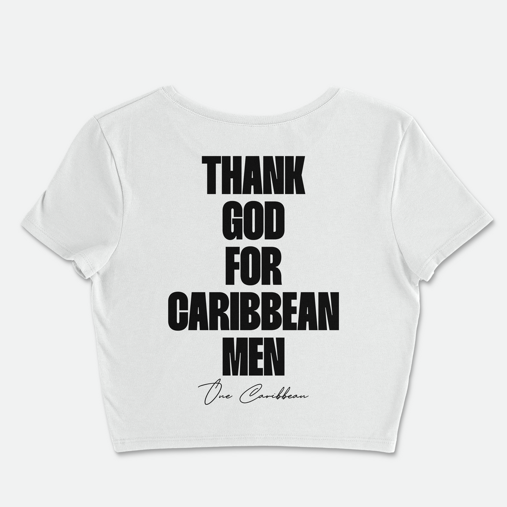 Thankful Crop Tee – Black | Thank God for Caribbean Men By OCA