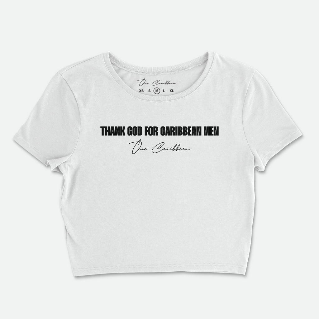 Thankful Crop Tee – Black | Thank God for Caribbean Men By OCA