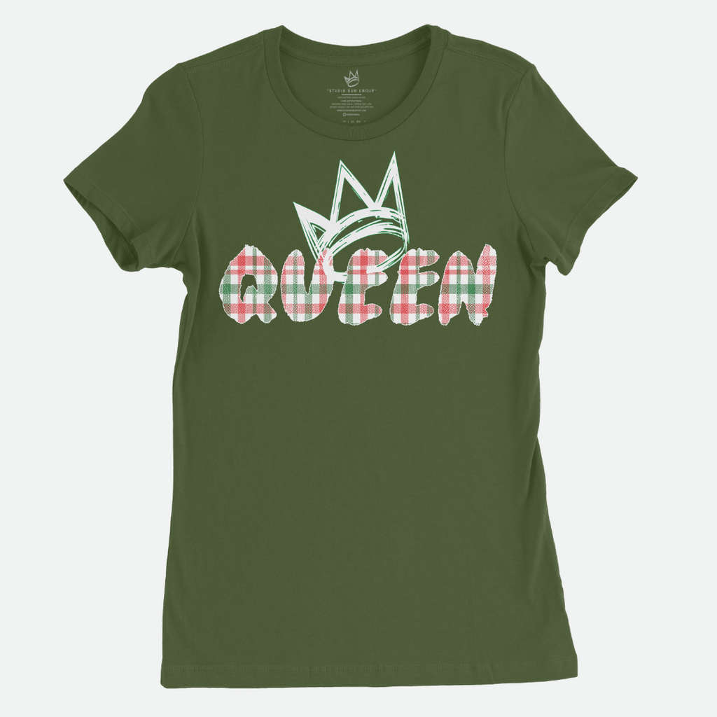 Queen White Madras Short Sleeve T-Shirt