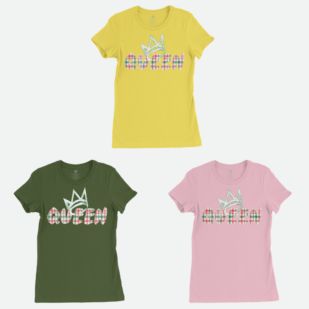 Queen White Madras Short Sleeve T-Shirt